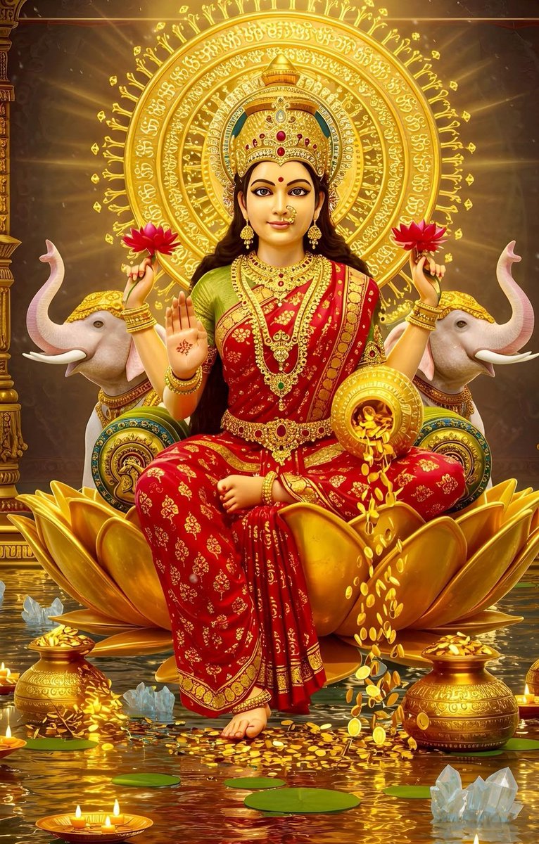 "महालक्ष्मी नमस्तुभ्यं नमस्तुभ्यम सुरेश्वरी हरिप्रिय नमस्तुभ्यम नमस्तुभ्यं दयानिधे!!
   "रिद्धि सिद्धि प्रदायिनी जगजननी आदिशक्ति मां महालक्ष्मी की कृपा हम सब पर बनी रहे!!
🌿💢"जय मां महालक्ष्मी!!💢🌿