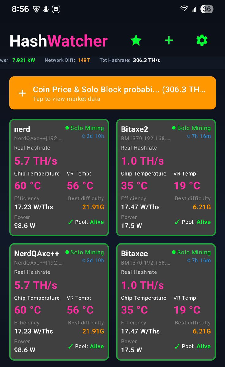 SNEAK PEAK. HASHWATCHER RUNNING ON ANDROID 

🚨‼️🚨‼️❄️❄️