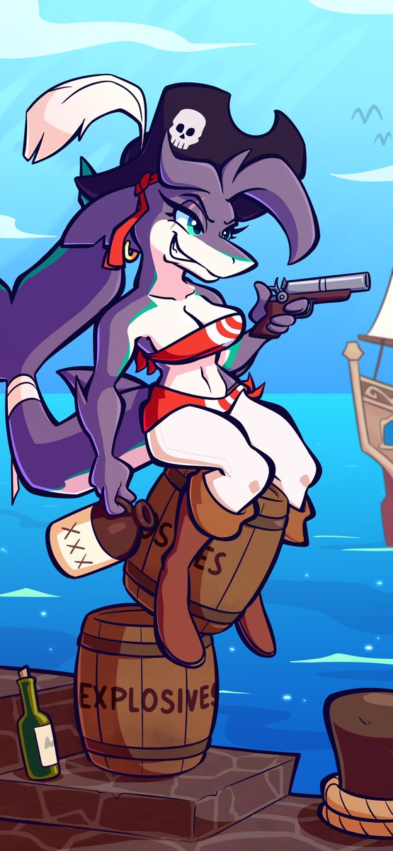 Commission for <a href="/wondermonf/">Weathermite!✨🌧️</a>  of their pirate shark Captain Mad Morrigan