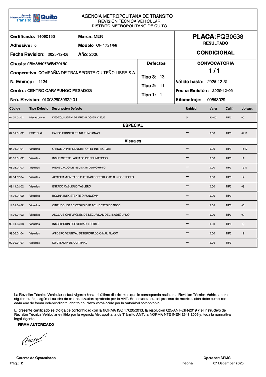 NoNegligencia's tweet photo. El bus RM 1134 —uno de los más denunciados, @WilsonMerinoR, incluso en julio @teleamazonas24H mostró su contaminación— está circulando en condicional (25 defectos), lo que es prohibido por el Código Municipal.
¿Quién insiste en la @AMT_Quito para que cumple con sus obligaciones? https://t.co/vzHFW0otKn