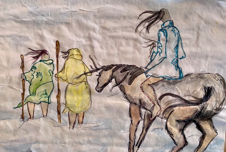 karla853516's tweet photo. Art of the Day! "The Long Walk Trail of Tears". View at: https://t.co/Rc6qGOFrDh https://t.co/t8jSYM9uNl