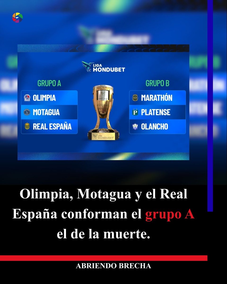 #Deportes ¡Ya están los grupos de la triangular final del Apertura 2025! #AbriendoBrecha 

Olimpia, Motagua y Real España en el grupo de la muerte.

abriendobrecha.tv/deportes/ya-es…