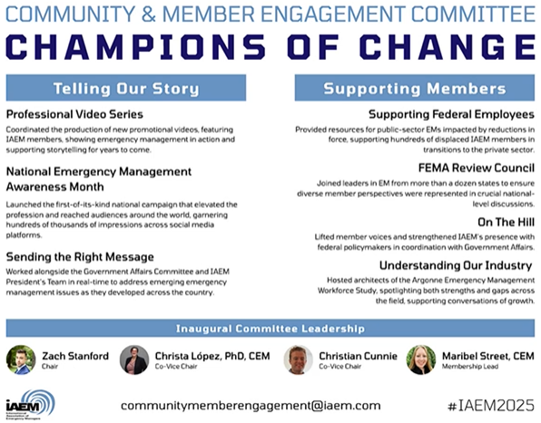The IAEM CMEC committee (a combo of membership &amp; advocacy caucus) did a lot of great work this year!

If you are interested in advocacy and EM awareness efforts, come out and join our committee! Still plenty of room for energy and passionate EMs pushing for change! #EMGTwitter