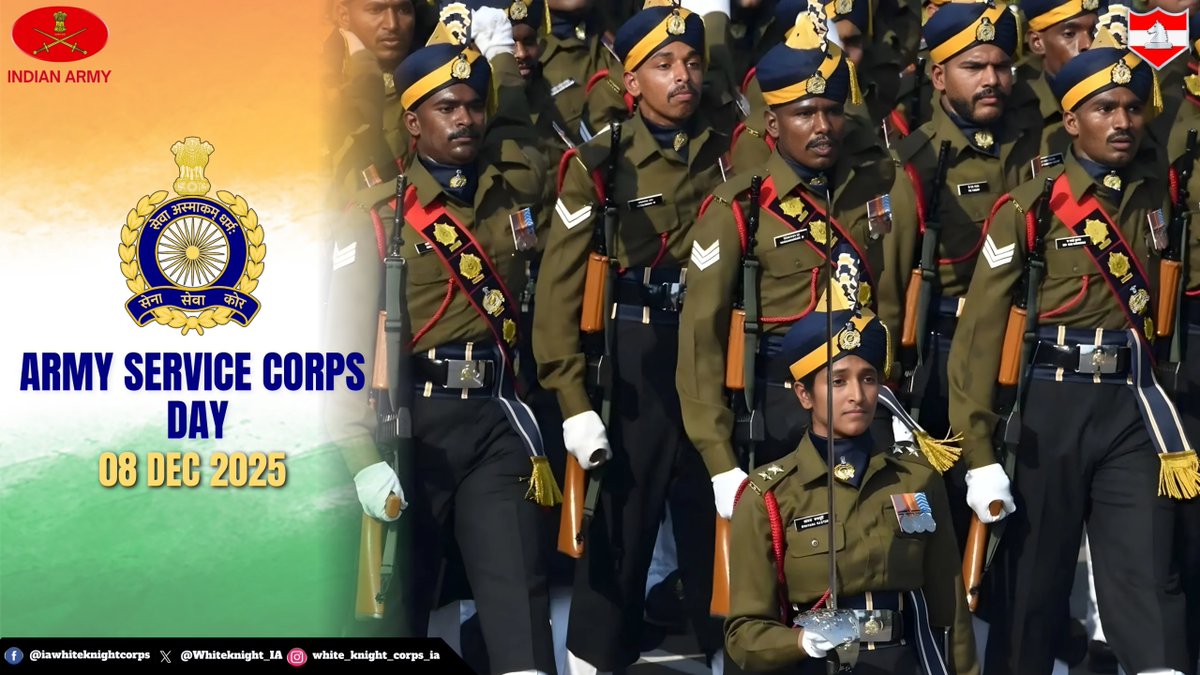 Whiteknight_IA's tweet photo. #WhiteKnightCorps | #ASCDay
On the occasion of ASC Day 2025, #WhiteKnightCorps extends heartfelt greetings to all ranks of the Army Service Corps which has been the backbone of the Indian Army’s logistics—sustaining troops in war and peace, ensuring uninterrupted supply of rations, fuel, ammunition and essentials, besides enabling mobility across the most challenging terrains with exemplary professionalism and dedication.
Today, the ASC continues to play a pivotal role in strengthening operational readiness by delivering integrated logistics support, managing strategic and field supply chains, operating transport and fuel services and enhancing modern sustenance infrastructure across all formations. Their unwavering commitment, efficiency and mission-focused service remain vital to the Indian Army’s strength and success.
@adgpi | @NorthernComd_IA | @SpokespersonMoD | @prodefencejammu | @PRODefLko | @PRODefPrayagraj | @PRODefDehradun | @PRODefPune | @PRODefKohima | @PRO_Vizag | @PRODefRjsthn | #IndianArmy | #ASCDay