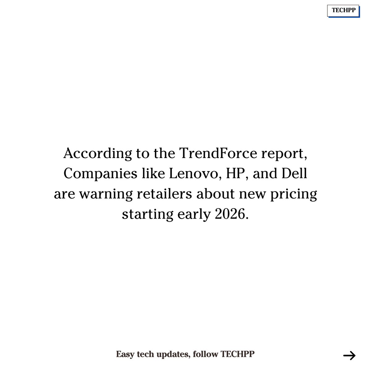 techpp's tweet image. Laptop makers are preparing for major price hikes in the coming weeks

#Laptops #PCMarket #Dell #HP