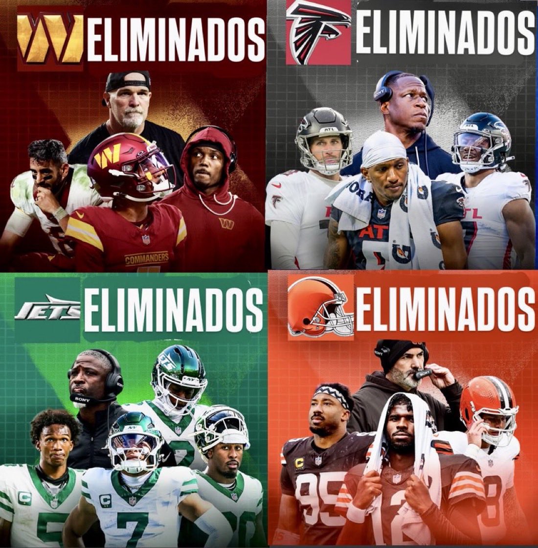 EsAlanBokeh's tweet image. ¡¡EQUIPOS ELIMINADOS OFICIALMENTE DE LA TEMPORADA REGULAR #NFL 2025!!
