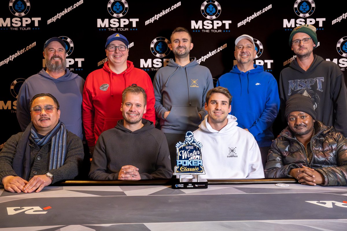 Only 9 of 838 remain in the $1,110 Winter Poker Classic Main Event <a href="/RunAces/">Running Aces</a>, each have locked up $14,454 and chasing the $156,587 up top❗️

Final Table Seat Draw: msptpoker.com/Pages/LiveRepo…