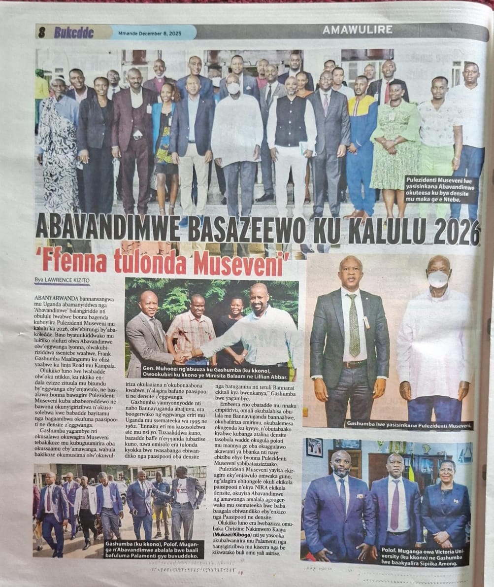 #ProtectingTheGains, #Tuzamutora2026.All Bavandimwe,those who married them like <a href="/HEBobiwine/">BOBI WINE</a> ,friends &amp;relatives of Bavandi, come 15/01/2026 and Vote <a href="/KagutaMuseveni/">Yoweri K Museveni</a>. He has protected us from discrimination. <a href="/FrankGashumba/">Frank M. Gashumba</a> <a href="/CouncilforA/">Council for Abavandimwe</a> <a href="/robert_kayitale/">Kayitale Robert 🇺🇬</a> <a href="/pmutoni848/">Malaika Mutoni Gashumba</a> <a href="/Jacquedavids1/">Jacqueline Mbabazi</a>