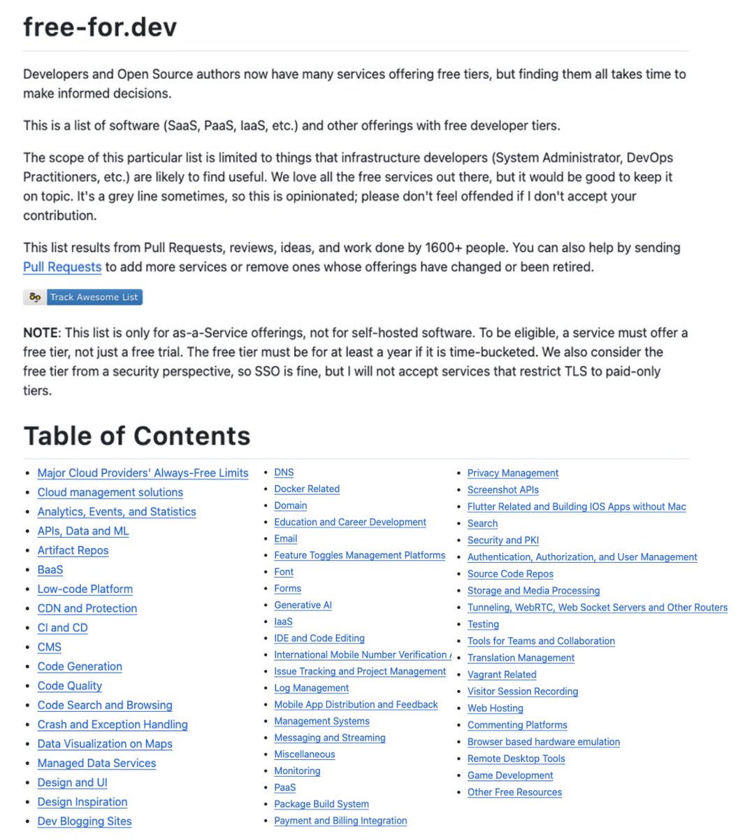 Les développeurs perdent plus de 20 heures par mois à chercher des outils gratuits.

 Ce dépôt GitHub répertorie plus de