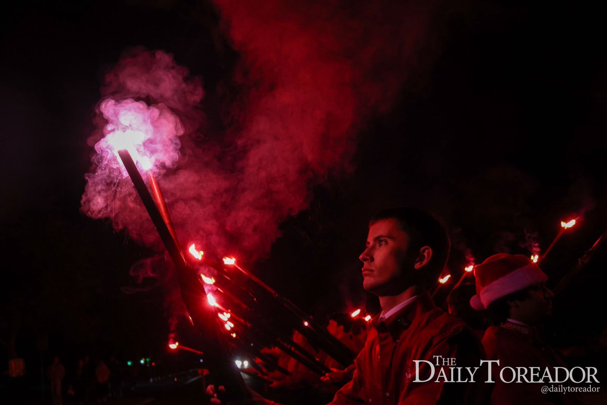 Texas Tech students and community attend the 67th annual Carol of Lights. The event featured performances by The War and Treaty, Texas Tech combined choir and trombone choir. The celebration concluded with a firework show and the lighting of over 30,000 lights across campus.
