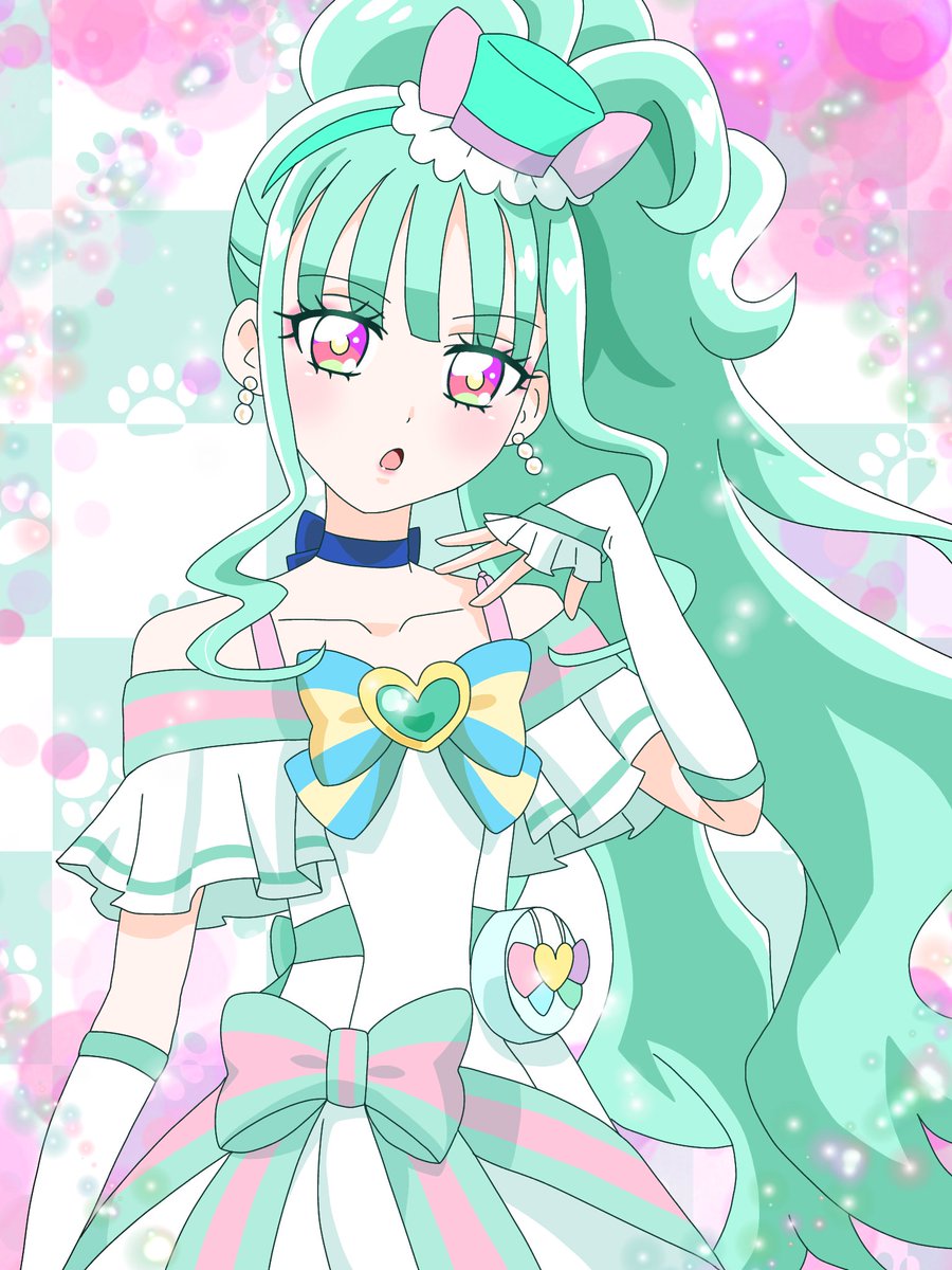 なんか美人に描けた気がする💚 #キュアリリアン #猫屋敷まゆ #わんだ