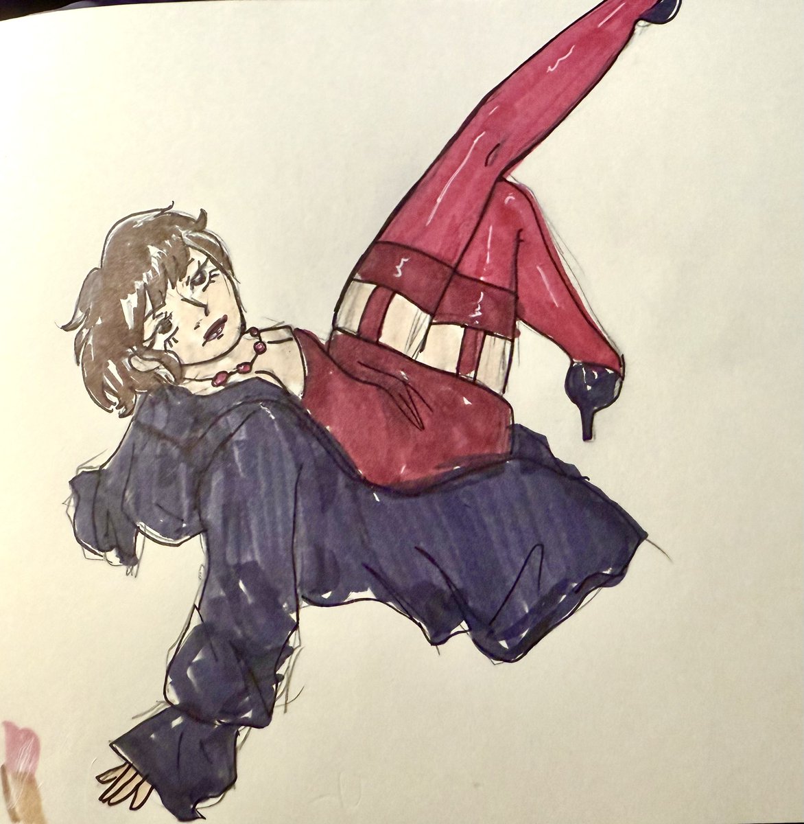 More rough coloured sketches. This time I inked it very loosely since I used darker colours.