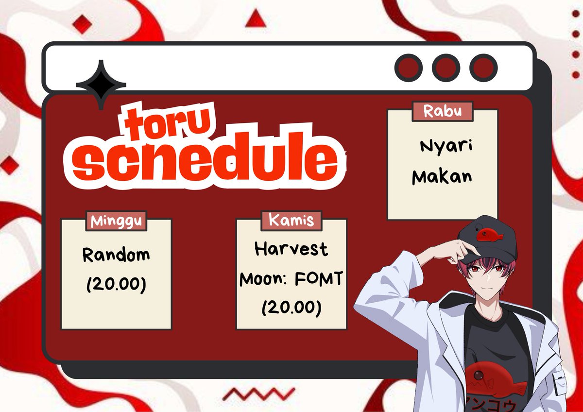LophiusToru's tweet photo. schedule
Hashtags
General: #LophiusToru
Live: #LopLive
Fanart: #GambaRu
Memes: #BodoRu
Clip: #ClipLop
Fan name: #Lovehius
#VTuber #VTuberIndonesia #VTuberID https://t.co/uo2kCcgrty