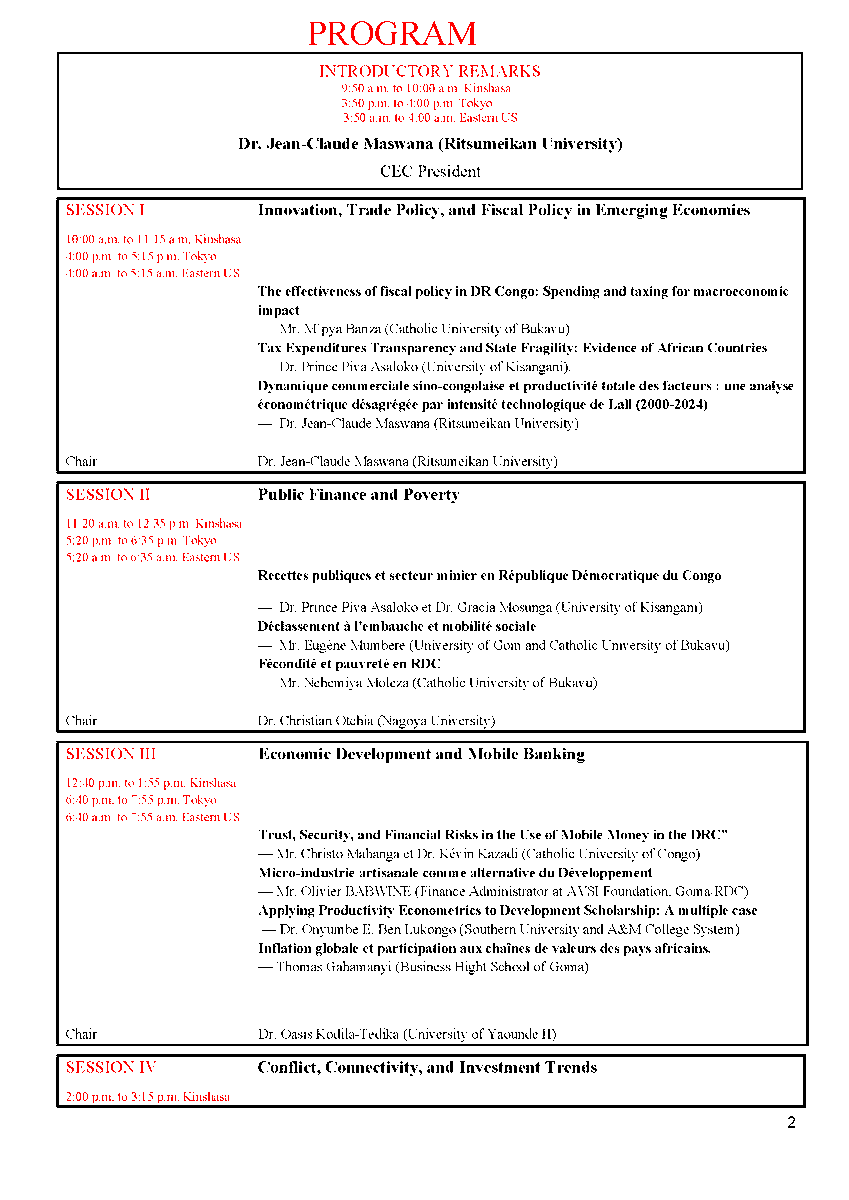 Cercle des Economistes Congolais tweet media