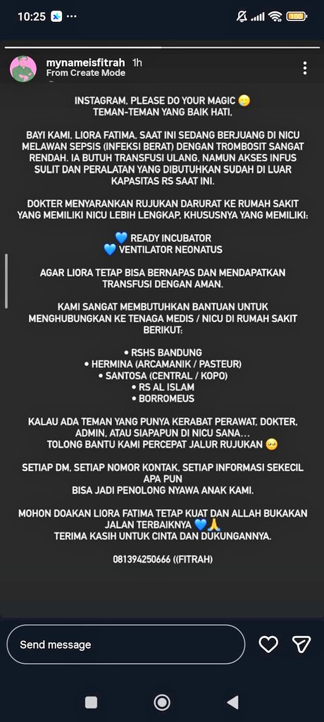 Teman kami, Fitrah (manajer TigaPagi), butuh bantuan kontak/jaringan untuk anaknya yang sedang sakit.

Hubungi beliau di sini 

instagram.com/mynameisfitrah…