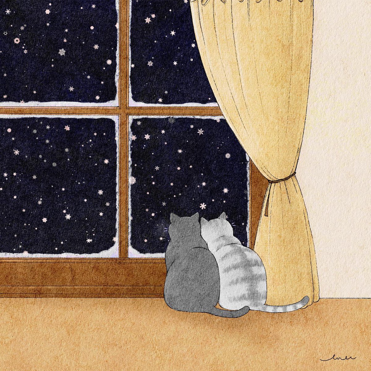 二人で見る初雪🐱❄️