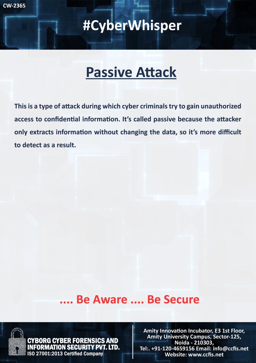 jssodhi's tweet photo. #CyberWhisper #CyberSecurity #PassiveAttack https://t.co/VBcFAGlzHx