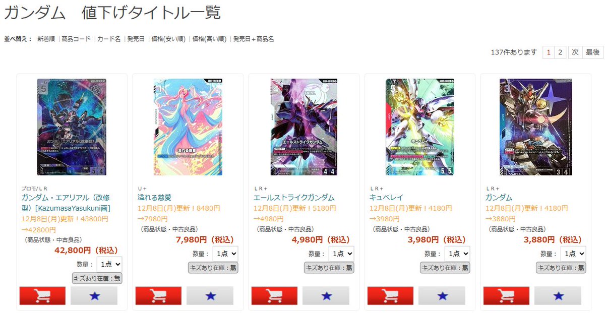 【値下げ】ガンダムカード68枚 ガンダム 値下げタイトル更新しました！ （12/8 12:30） 137タイトル