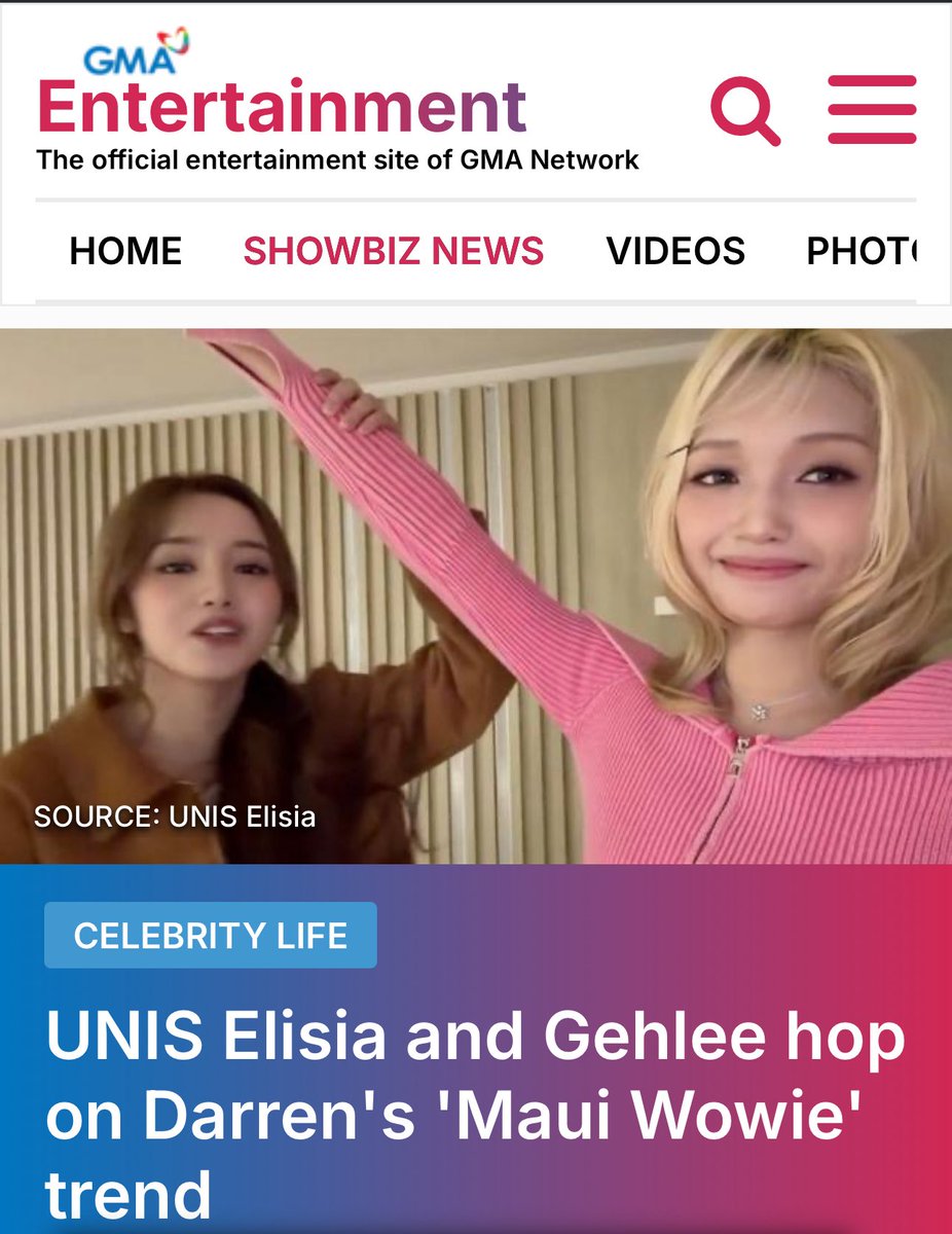 UNIS Elisia and Gehlee Featured on GMA Network Article for Joining Darren's 'Maui Wowie' Trend.