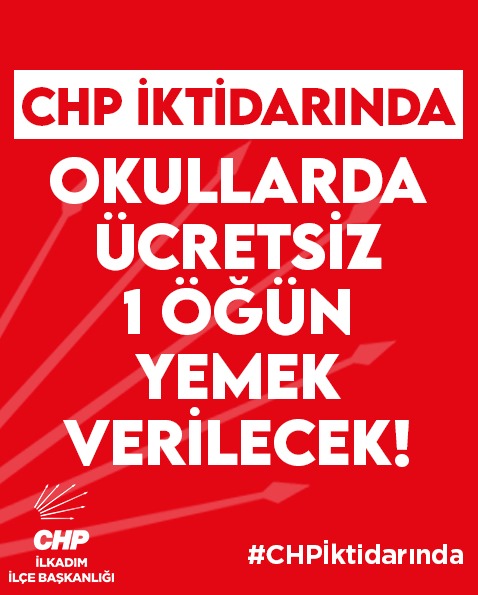 #CHPİktidarında

Okullarda her gün 1 öğün ücretsiz, sağlıklı yemek ve ücretsiz içme suyu verilecek.

Çocuklarımız sağlıklı beslenecek, ailelerin yükü hafifleyecek.