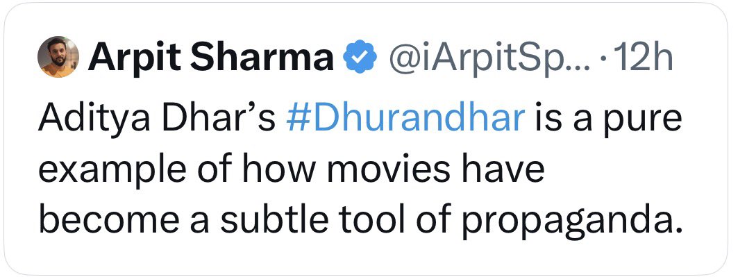 FltLtAnoopVerma's tweet image. Dhurandhar hasn’t yet released in Europe

Meanwhile Arpit Sharma got instructions from his masters to start tweeting against it

Just to realise that his own propaganda without watching a film but commenting on it will again be exposed

He quietly deleted his tweet now