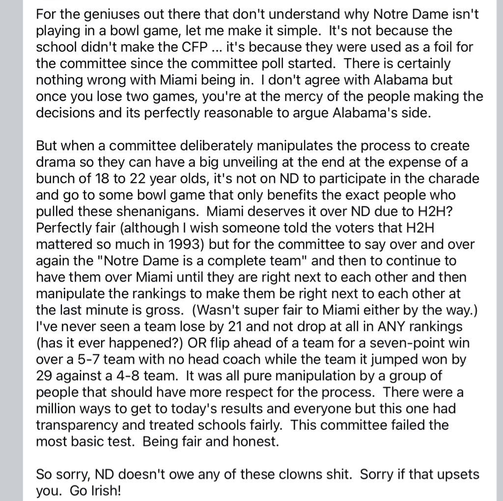 VicLombardi's tweet image. Wonderfully written by a fellow @NotreDame alum. Not gonna post his name because I don’t want him dragged into this beautiful sewer.