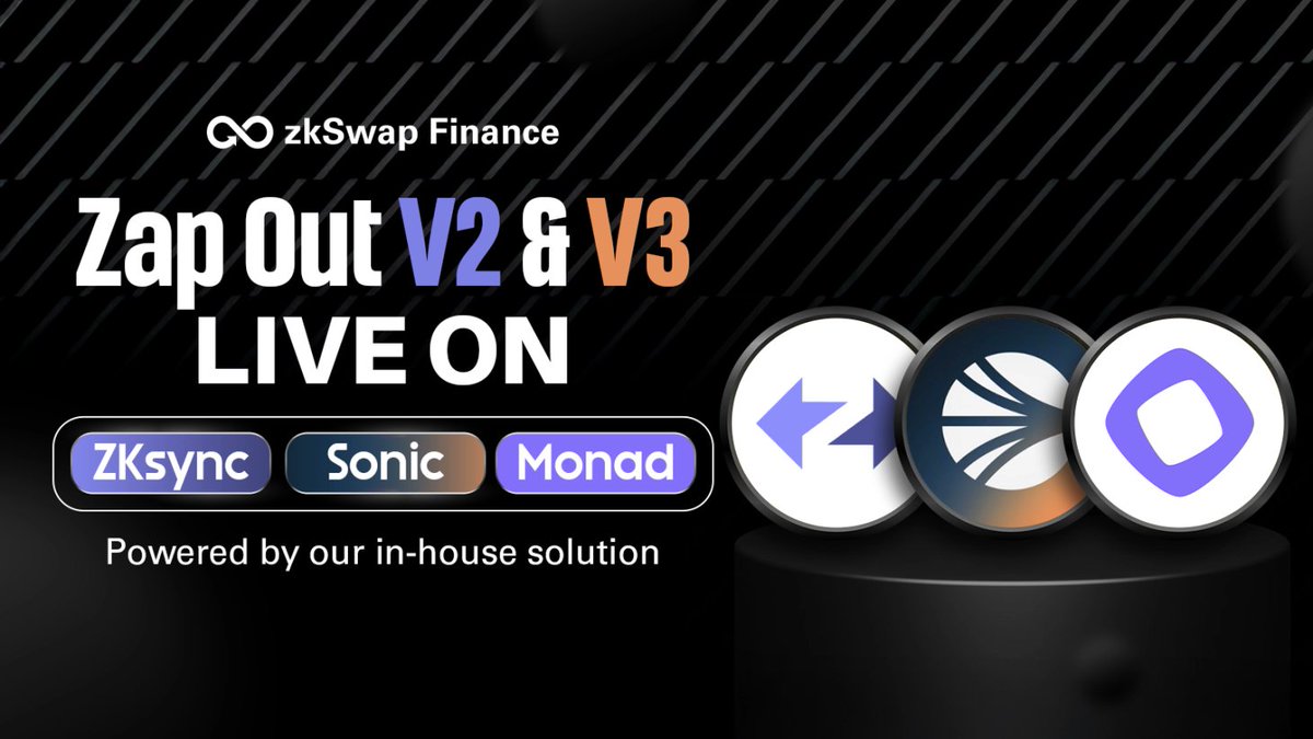 zkSwap_finance's tweet image. ⚡ Zap Out has landed! Available on @Monad, @ZKsync, and #Sonic 🚀

🔥 Withdraw your liquidity easily with 1 output token or any custom ratio, powered by our in-house solution. 

🙌 Start zapping: zkswap.finance/earn/pools