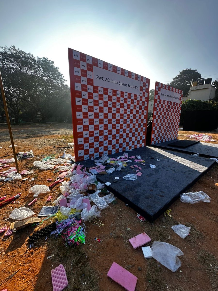<a href="/PwC_IN/">PwC India</a> what wonderful behaviour. You host a tournament and then leave the crap behind? This is the playground on 6 main, Defence Colony Indiranagar Bangalore