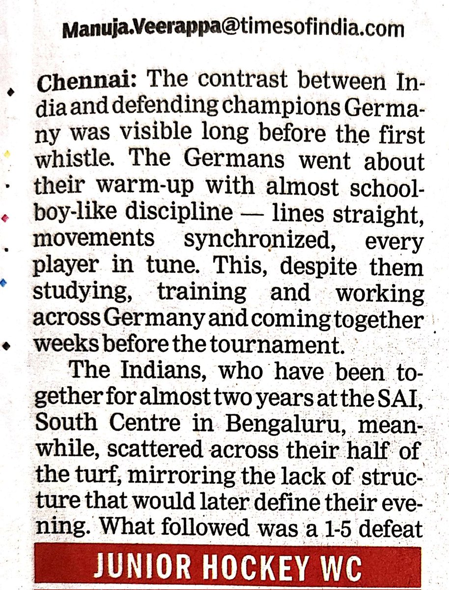 A German Lesson for India in Discipline; <a href="/manujaveerappa/">Manuja</a> tells it as it is. It is not just in hockey that we need discipline though!