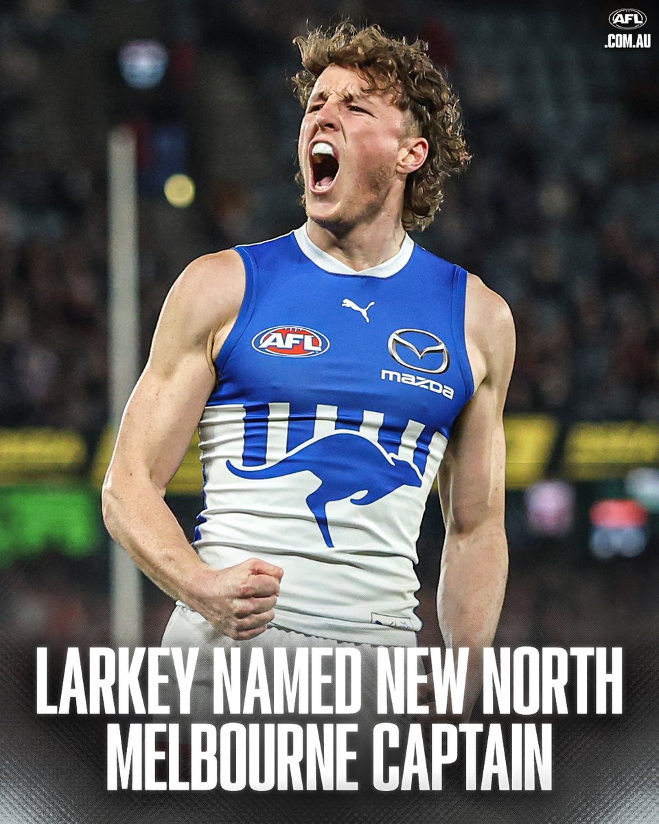 AFL's tweet photo. Nick Larkey is set to be North Melbourne's next skipper after being voted in by the club, @CalTwomey reports.

Details: https://t.co/WIWHBGjnGr https://t.co/ZsgIlmfYGt