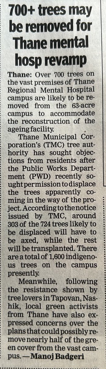 More than 700 Trees may be removed for Thane Mental Hospital Revamp.