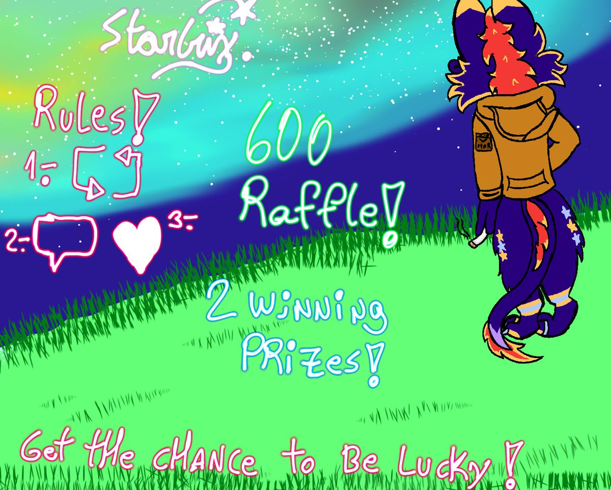 Well, as promised...

Star 600 followers raffle!!!

Rules!
-like
-repost
-leave your ref!

2 winning prices!

Mayor prize
- full free body pose with the option of me being with! (For the paw lovers!)
(Can be anything i can do

Consolation prize
- a free half body uwu

Get lucky!