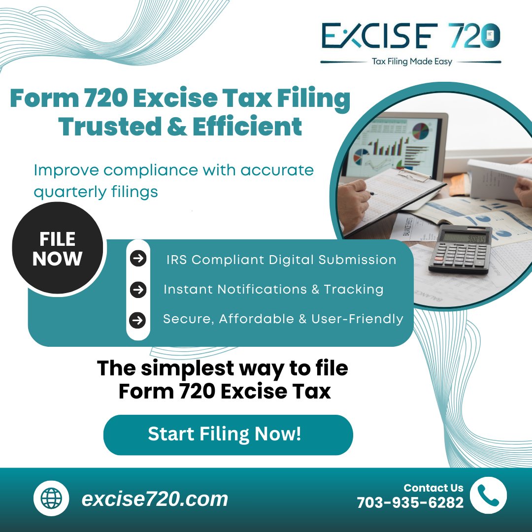 excise720's tweet image. Struggling to understand Form 720 Instructions? We’ve got you covered!
Excise720 provides clear, updated, and easy-to-follow steps for accurate quarterly excise tax filing. Learn &amp;amp; file online today at excise720.com
#Form720Instructions #Form720 #ExciseTax #Excise720