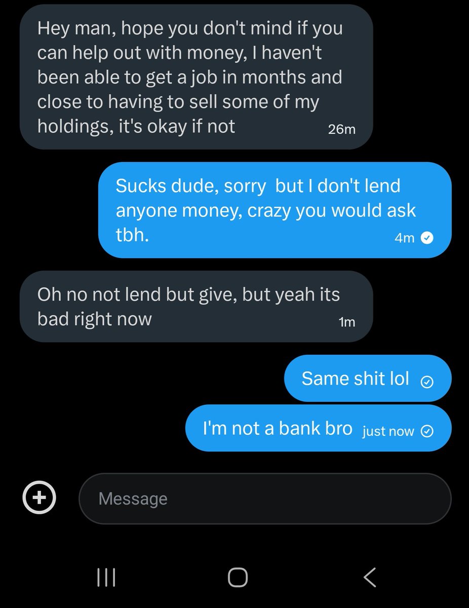 X is a wild place man... Followers sending these kind of dms is wild. People have no shame.
