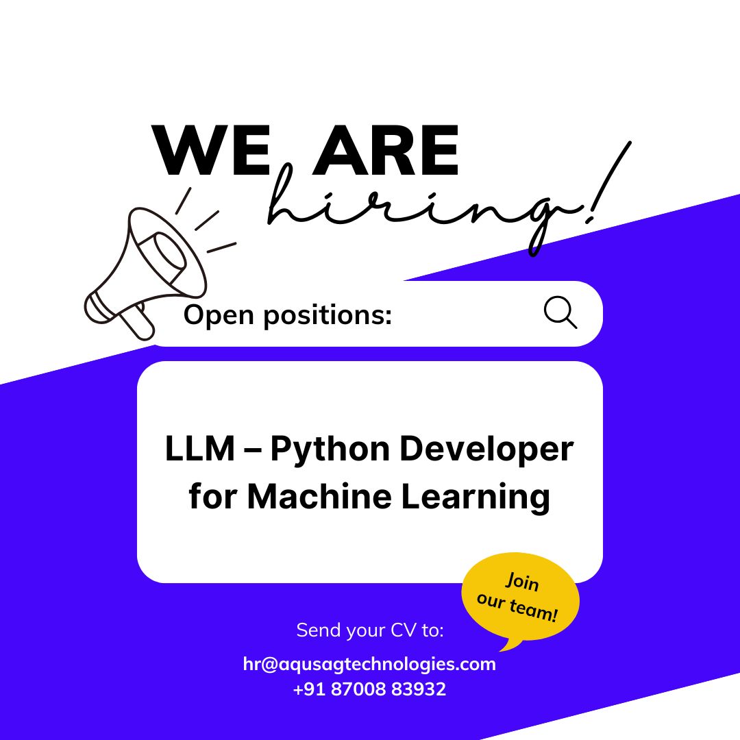 aqusag's tweet image. 🚨 We’re #hiring : LLM – Python Developer (4+ YoE) 🚨

Remote | Contractual | Salary: Up to INR 1,20,000/month

Join our AI &amp;amp; ML team and solve challenging coding problems! Python, algorithms &amp;amp; competitive coding skills required.

🔗 aqusag.com/jobs/detail/ll…

#PythonDeveloper #job