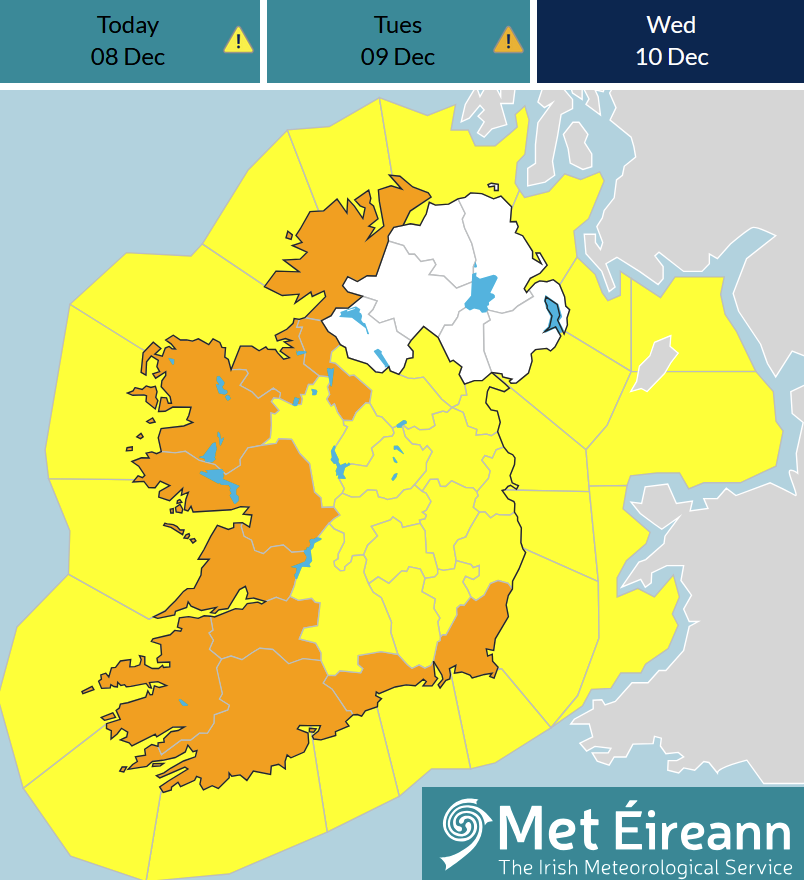 MetEireann's tweet photo. ‼️#StormBram had been named by Met Éireann

⚠️Yellow &amp; Orange warnings in operation as strong winds &amp; heavy rain will affect Ireland tonight &amp; Tuesday

Keep up to date on our website for updates:
ℹ️https://t.co/lvQFgW8DsS https://t.co/5oqBnNupUs