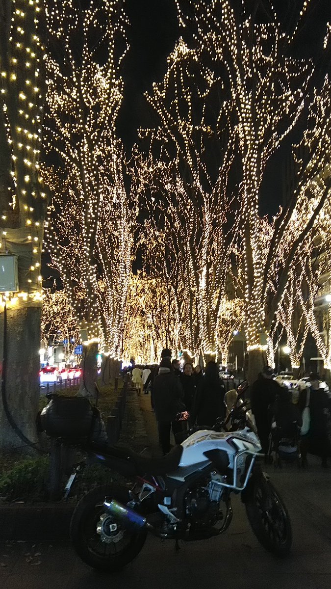oga_oji's tweet photo. 昨日光のページェントに行ってきました。ここの道路は歩道やを拡充する工事中との事でに３車線から２車線に減りました。例年以上に渋滞がひどかった。変な音楽流してナンバー折り曲げ竹やりマフラーの車とエンカウント！レア物でした。
#400X #バイク #SENDAI光のページェント #仙台 https://t.co/ZUetrjRrzH