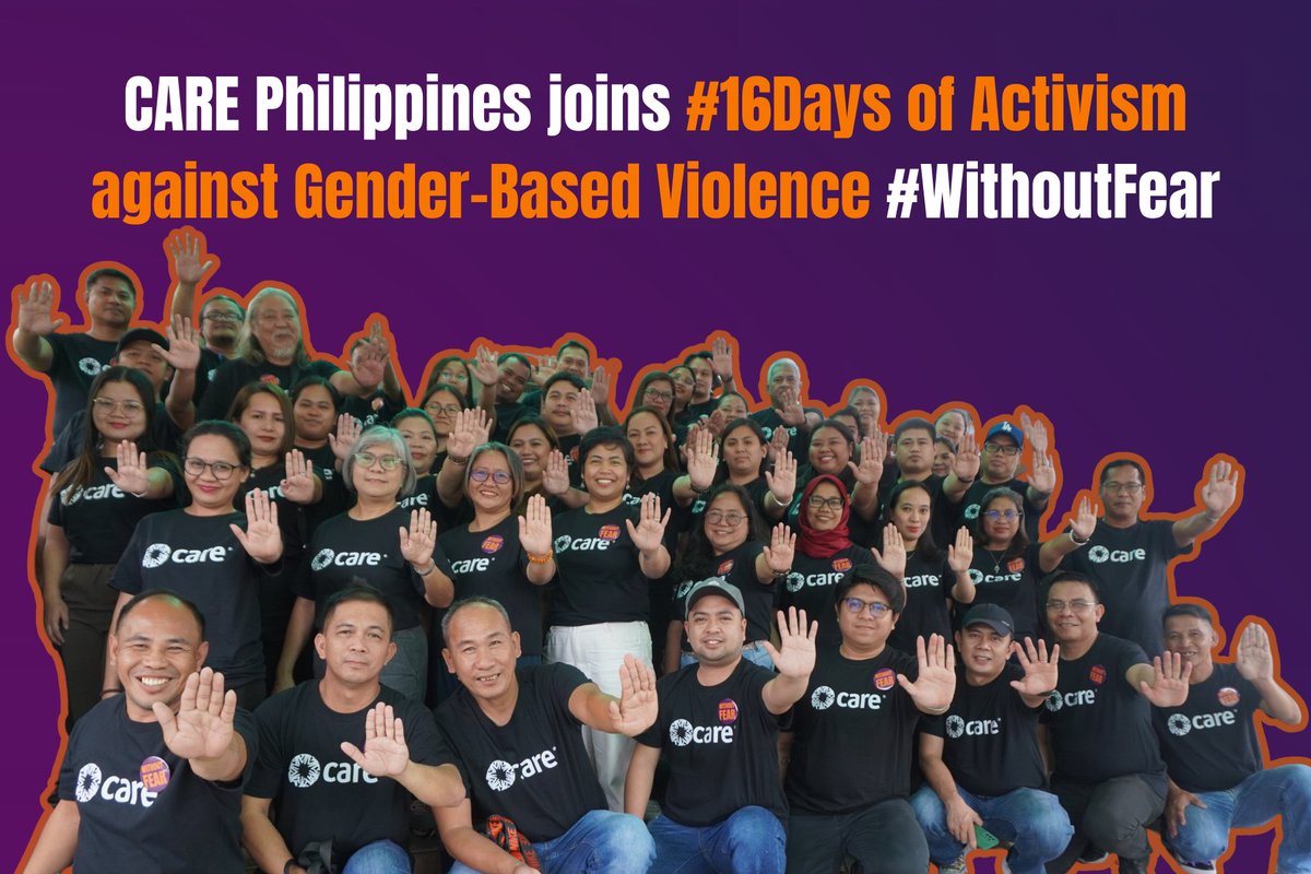 CAREphl's tweet image. We stand together during the #16DaysofActivism against Gender-Based Violence to reaffirm what we live every day: working hand in hand with partners and communities so women and girls can live and lead with equality, dignity, and safety.

#WithoutFear #EndVAWG