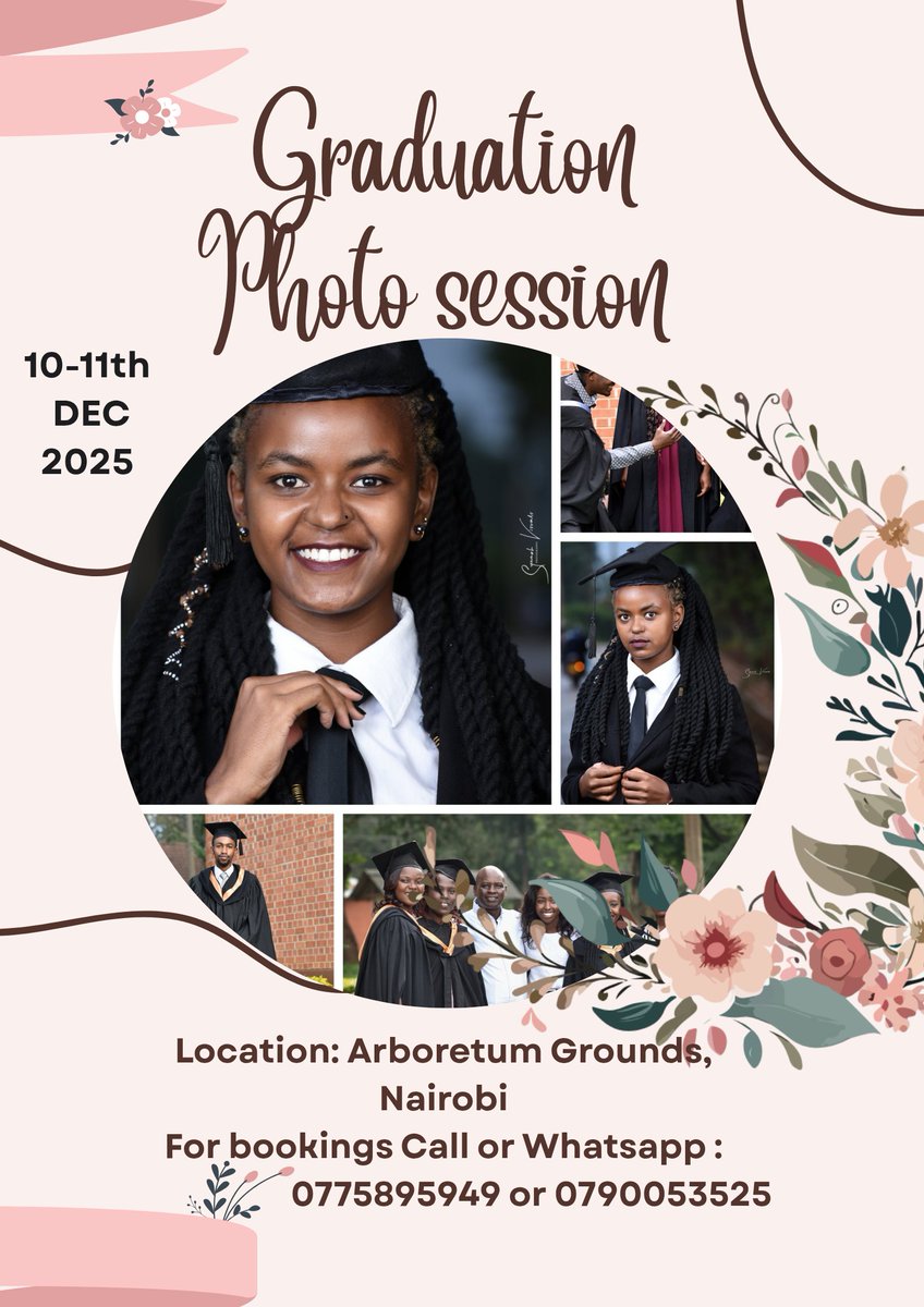 SVP_Ke's tweet photo. Congratulations for the milestone! 
We're offering photoshoot sessions for all the graduands. Call us on 0775895949 to book a spot.

#Photography #SiniUoN #74thUonGraduation #ClassOf2025  #UoN74graduation #graduation #UoNclass2025 #Nairobi https://t.co/IFPZwCEcFW