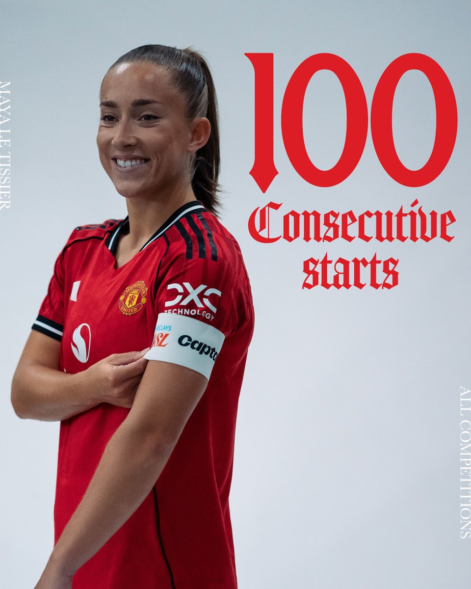 A model of consistency.

On Sunday, <a href="/MayaLeTissier/">Maya Le Tissier</a> completed a century of consecutive starts for United 💪💯