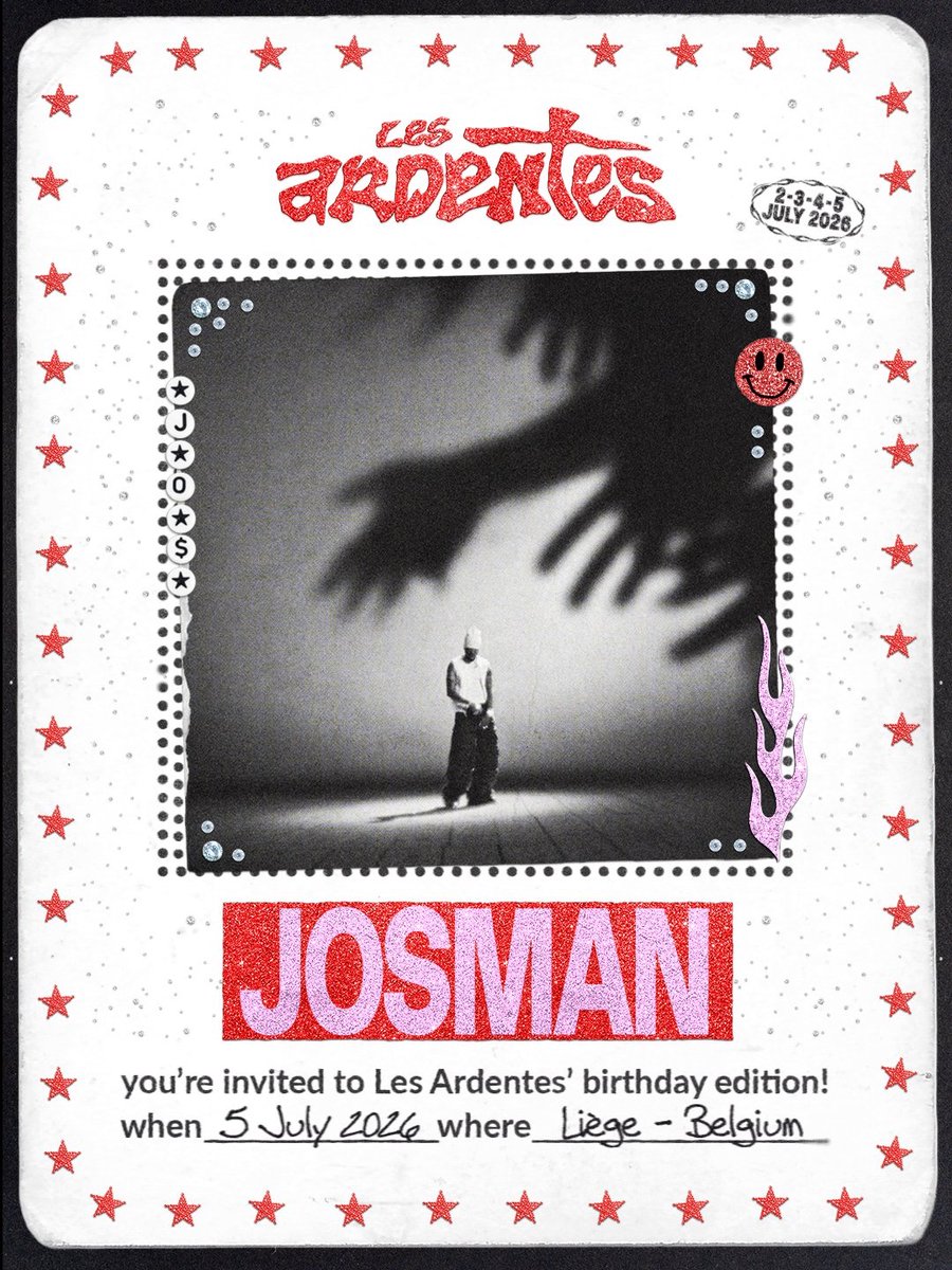 ShadesFrance's tweet image. 🚨 Les Ardentes annoncent la présence de JOSMAN pour l’édition 2026 

📆 5 JUILLET