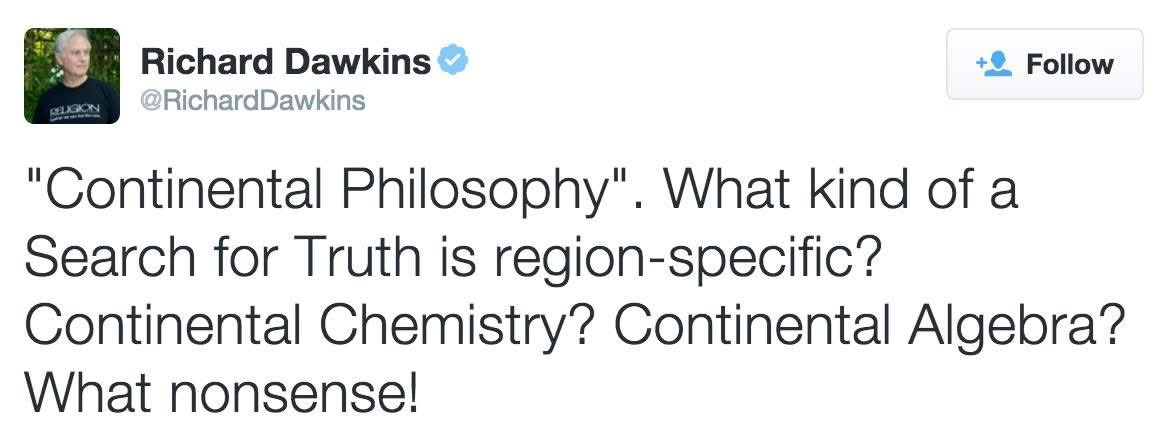 Throwback to the fiercest critique of continental philosophy