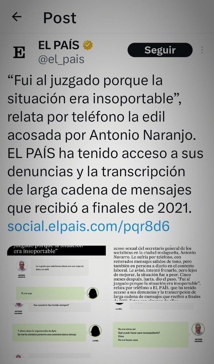 . <a href="/el_pais/">EL PAÍS</a> ha publicado un texto visto por miles de personas en el que se ponía mi nombre en lugar del de un concejal del PSOE presuntamente acosador. Lo ha mantenido publicado pese a cientos de avisos. Y cuando lo ha borrado... lo ha vuelto a publicar. No basta ya con borrar.