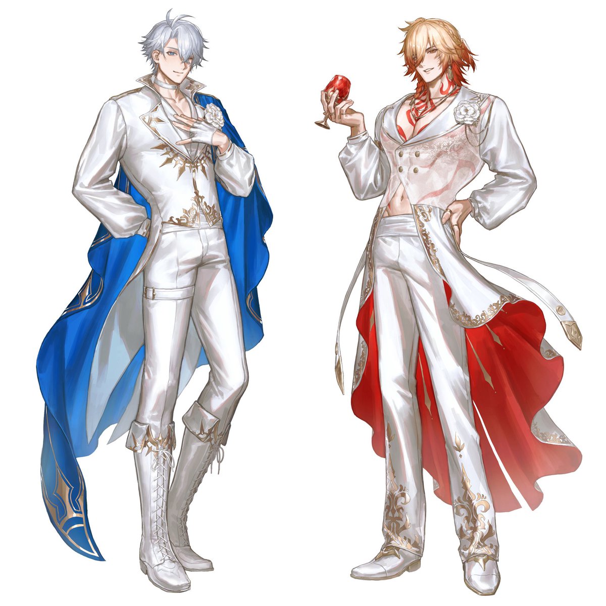 📢ファイモス披露宴風オフ会📢
当日会場にてお出迎えしてくれるファイモスの等身大サイズのパネルイラストを公開致します✨
とても素敵な披露宴衣装に包まれたファイモスをどうぞご堪能下さい‼️

イラスト＊松香様(@ matuka10101 )