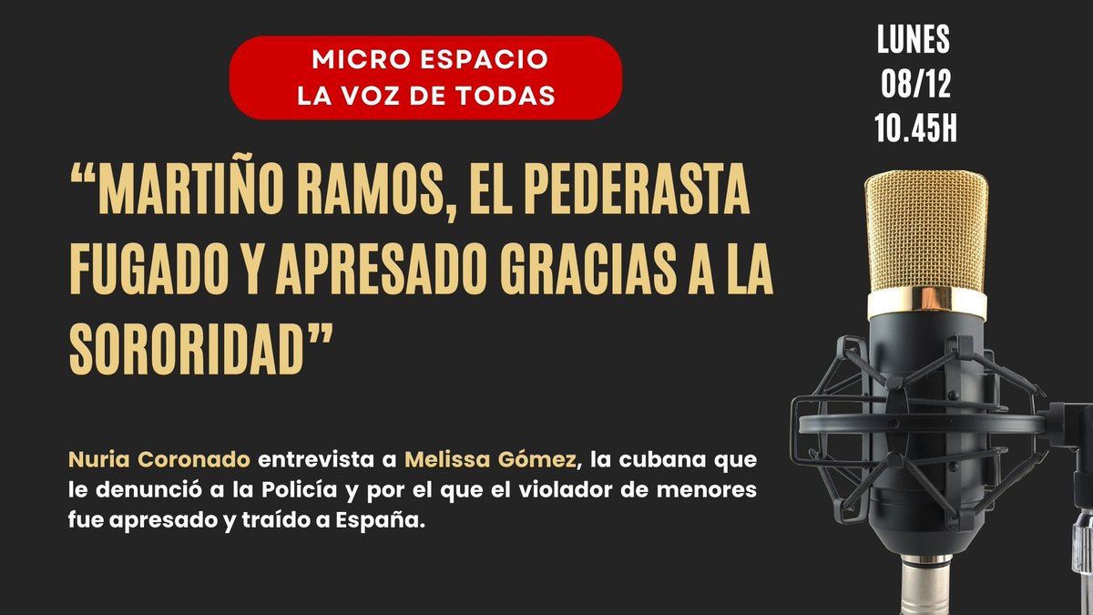 ⚠️Martiño Ramos, el pederasta fugado a Cuba, ha sido apresado gracias a dos cubanas que le denunciaron a las autoridades locales.

🎙️Entrevisto a Melissa Gómez, una de ellas. "Siempre estaba con chicas 25 años menos que él. Me daba muy mala vibración".

youtube.com/watch?v=09NQ-b…
