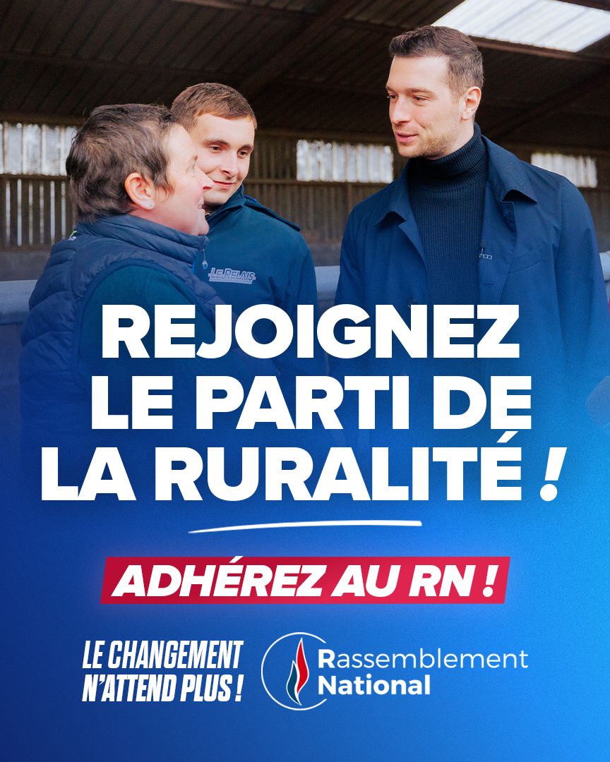 🔵 Constamment attaquée par la Macronie depuis 8 ans, la France de la ruralité peut compter sur <a href="/MLP_officiel/">Marine Le Pen</a> et <a href="/J_Bardella/">Jordan Bardella</a> pour être ses représentants !

Fermeture des services publics, agriculteurs oubliés, territoires méprisés : avec nous, cette politique décroissante cessera