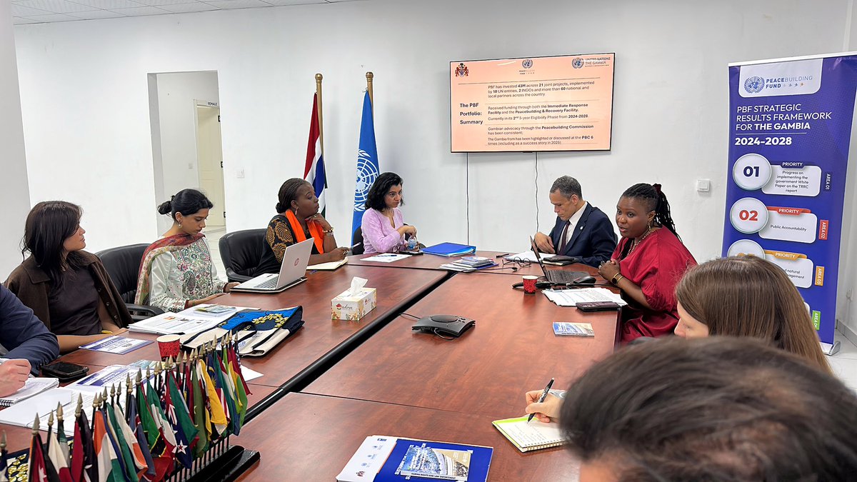 UNGambia's tweet photo. Welcome to The π¬π²! πππ
This week, partners of the UN Peacebuilding Fund join national institutions and communities to review progress and chart next steps for sustaining peace.
Stay tuned for daily updates. #PBFTheGambia #SustainingPeace https://t.co/1EpPACR74B