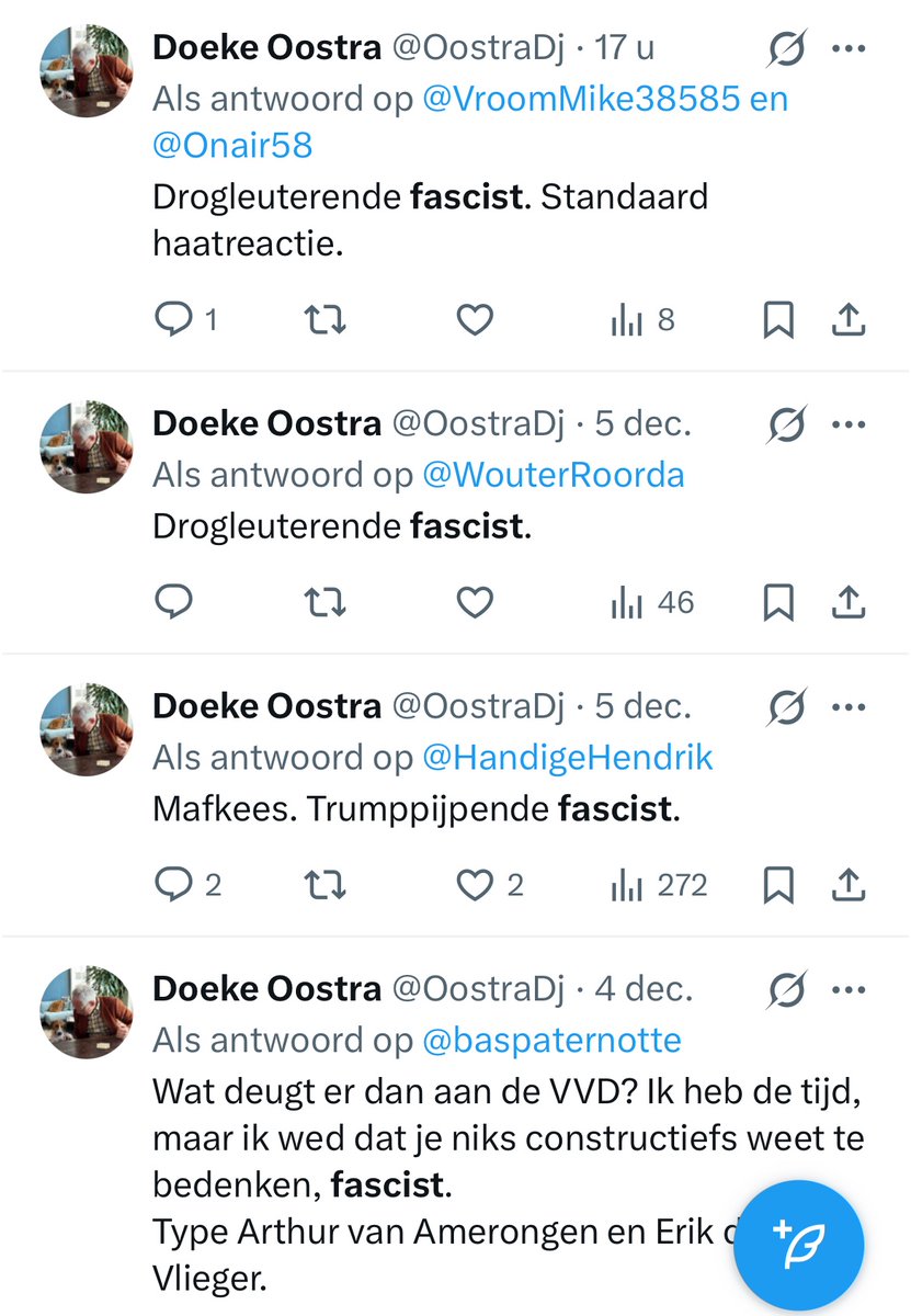 GEvanlagen's tweet image. Meneer @OostraDj zaait geen haar, wel haat. Overal #fascisten, behalve in de spiegel.