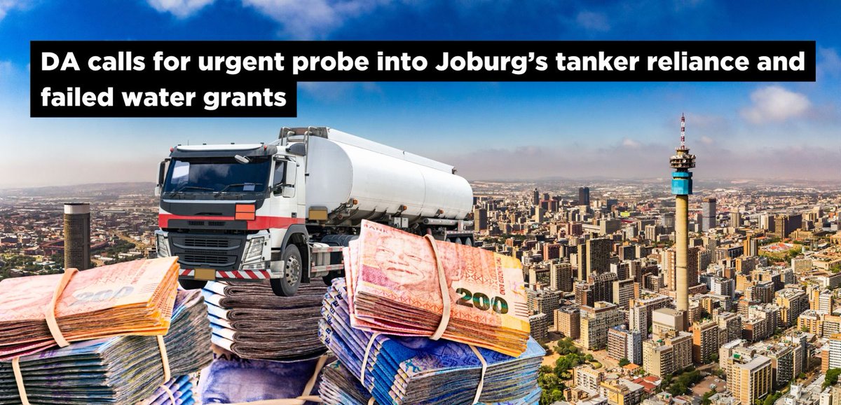 🚨🚨[STATEMENT] DA calls for urgent probe into Joburg’s tanker reliance and failed water grants

Read more here:  dagauteng.org.za/2025/12/da-cal…

#BelieveInJoburg