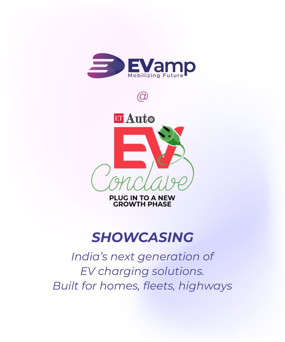 EVampTech's tweet photo. EVamp is showcasing its next-gen AC &amp; DC EV chargers — Velocio, Infini &amp; Mini — at the ET Auto EV Conclave 2025.

Powering India’s shift to clean, reliable electric mobility starts here.

Explore more: https://t.co/r2UIV7AV0L#evamp #evcharging #electricmobility #cleantech #evtech https://t.co/Lve7JdryBs